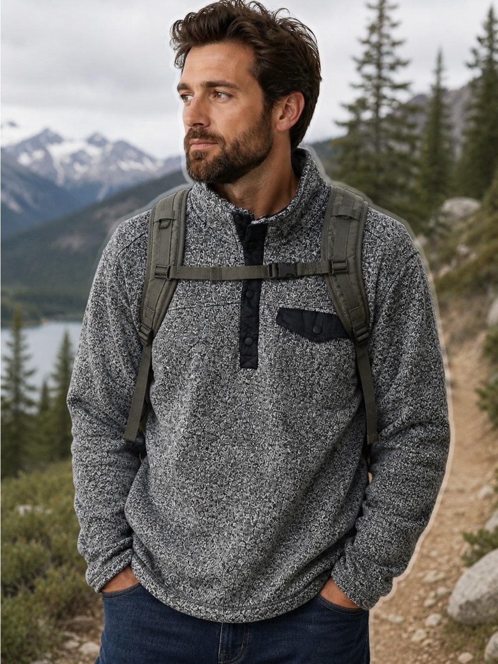 Eddie Bauer Men's Convector Snap
Mock Sweater Fleece Pullover Gray Heather (L)